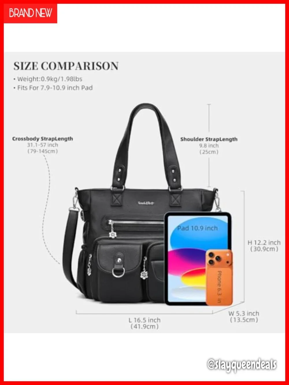 Large Faux Leather Crossbody Hobo Bag with Adjustable Strap for Work & Travel